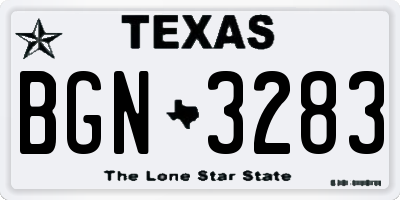 TX license plate BGN3283