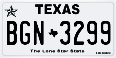 TX license plate BGN3299