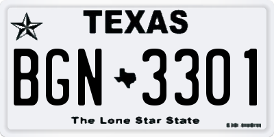 TX license plate BGN3301