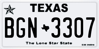 TX license plate BGN3307
