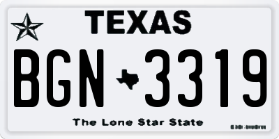 TX license plate BGN3319