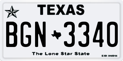 TX license plate BGN3340