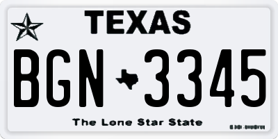 TX license plate BGN3345
