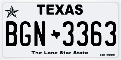 TX license plate BGN3363
