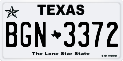 TX license plate BGN3372