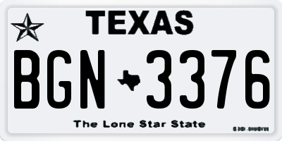 TX license plate BGN3376