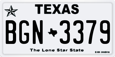 TX license plate BGN3379