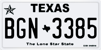 TX license plate BGN3385