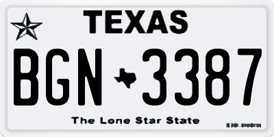 TX license plate BGN3387