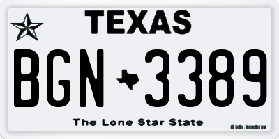 TX license plate BGN3389