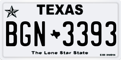TX license plate BGN3393