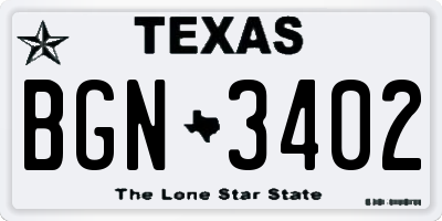 TX license plate BGN3402
