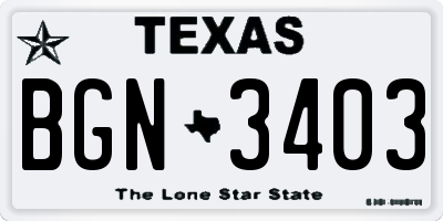 TX license plate BGN3403