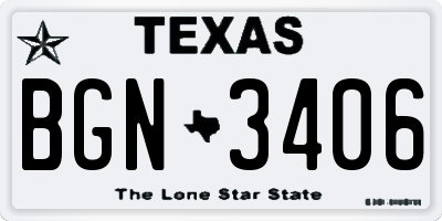 TX license plate BGN3406