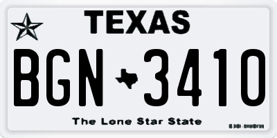 TX license plate BGN3410