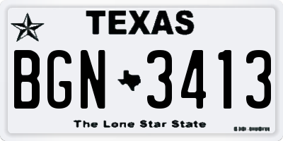 TX license plate BGN3413