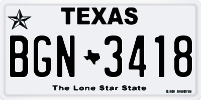 TX license plate BGN3418