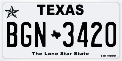 TX license plate BGN3420