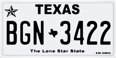 TX license plate BGN3422