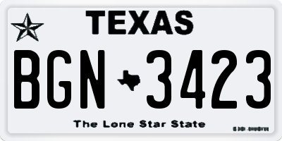 TX license plate BGN3423