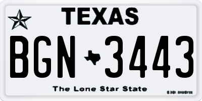 TX license plate BGN3443