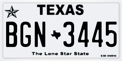 TX license plate BGN3445