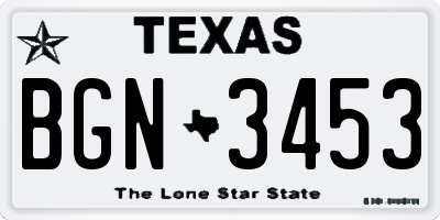 TX license plate BGN3453
