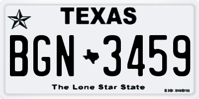 TX license plate BGN3459