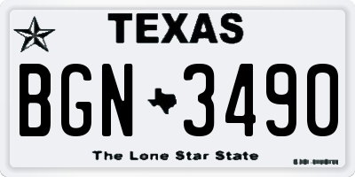 TX license plate BGN3490