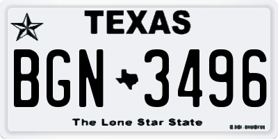 TX license plate BGN3496