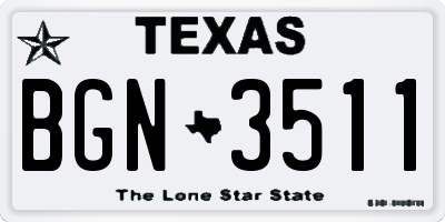 TX license plate BGN3511
