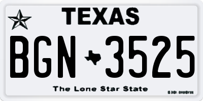TX license plate BGN3525