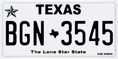 TX license plate BGN3545