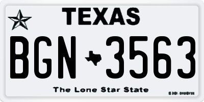 TX license plate BGN3563