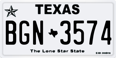 TX license plate BGN3574