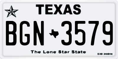 TX license plate BGN3579