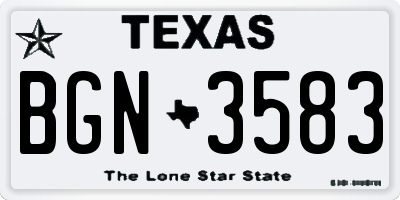 TX license plate BGN3583