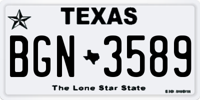 TX license plate BGN3589