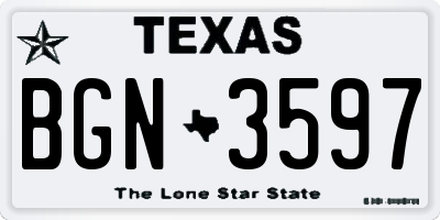 TX license plate BGN3597