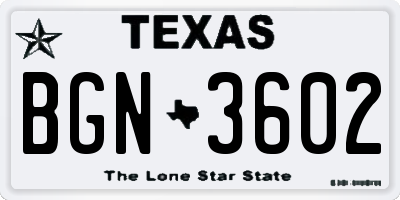 TX license plate BGN3602