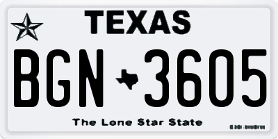 TX license plate BGN3605