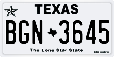 TX license plate BGN3645