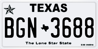 TX license plate BGN3688