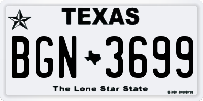 TX license plate BGN3699