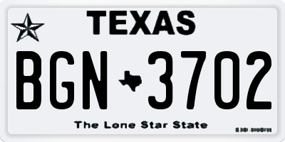 TX license plate BGN3702