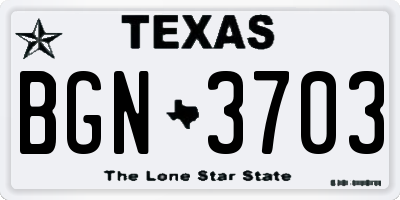TX license plate BGN3703