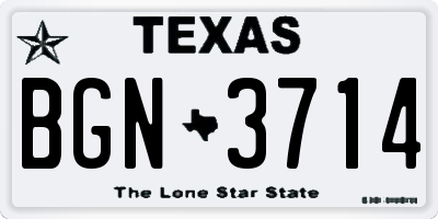 TX license plate BGN3714