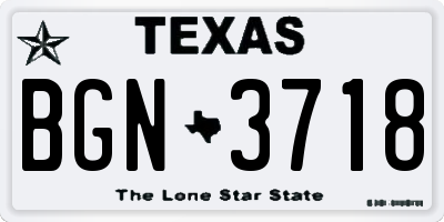 TX license plate BGN3718