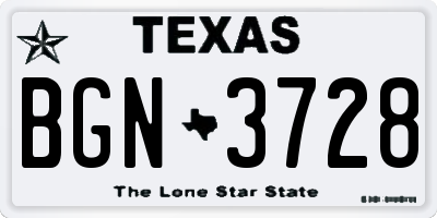 TX license plate BGN3728