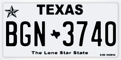 TX license plate BGN3740
